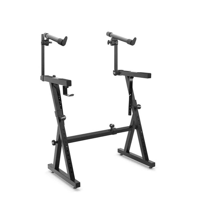 Pyle Heavy-Duty Z Style Music Stand, Multi-Functional Piano Stands, Electric Keyboard Piano, Portable 2nd Tier, Adjustable Height & Width, Digital Keyboard Stand, for Musicians/Studio, w/ Rack Case