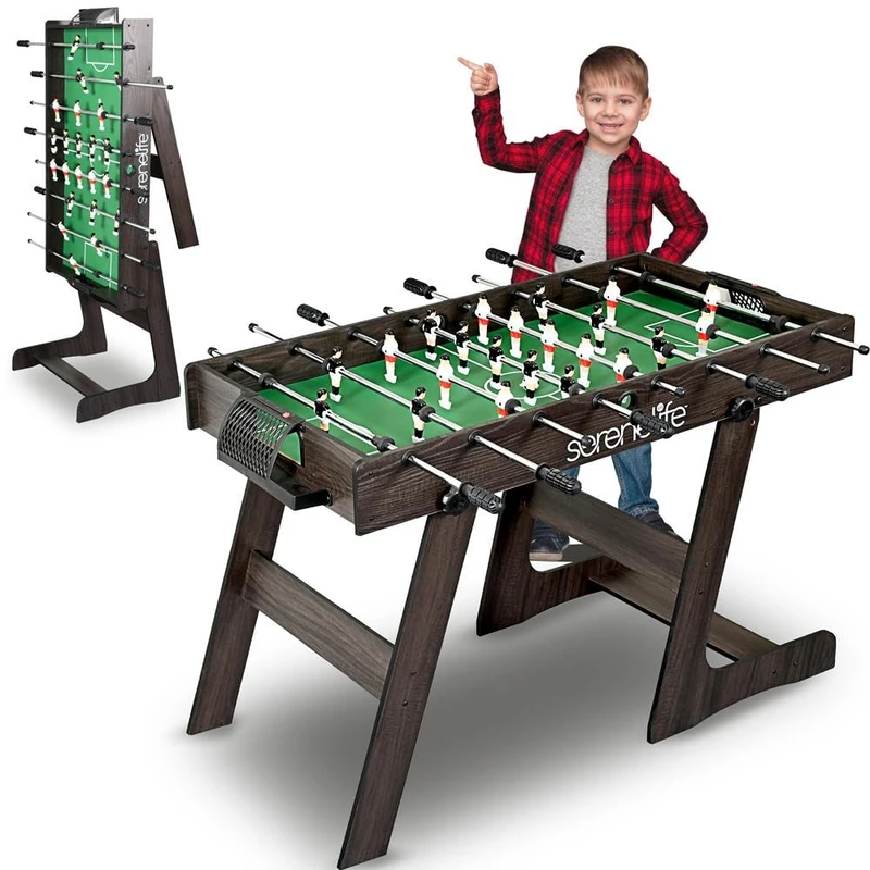 SereneLife 4ft Football Table 48 Inch Game Table for Home Game Room Kids Adults – Compact Foosball Table with Steel Rods and 2 Balls