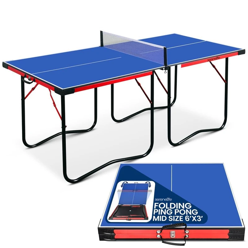 SereneLife Table Tennis Table, Foldable Portable Ping Pong Set, Midsize
