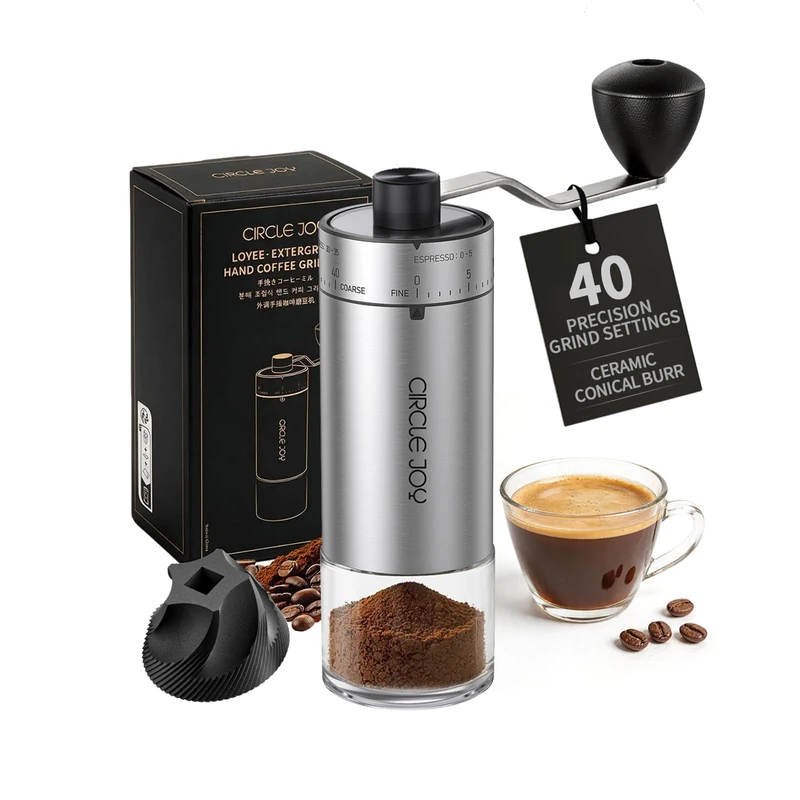 CIRCLE JOY Manual Coffee Grinder with 40 External Adjustable Settings