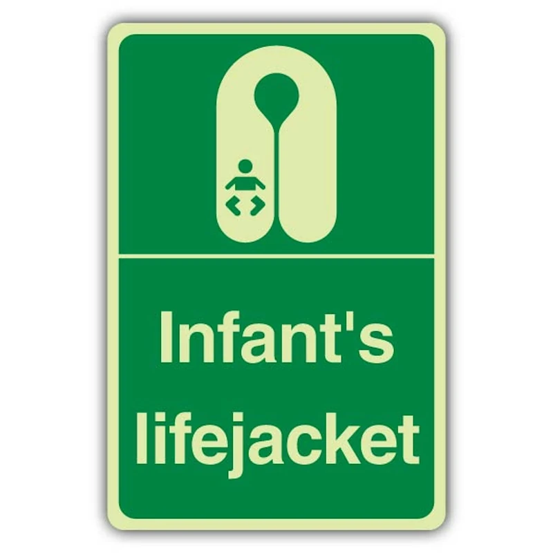 V Safety Infant's Lifejacket Sign - 400 x 600 mm - Triple Glow Rigid