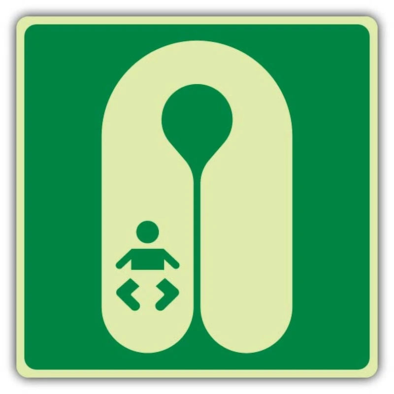 V Safety Infant's Lifejacket Symbol Sign - 450 x 450 mm - Triple Glow Rigid