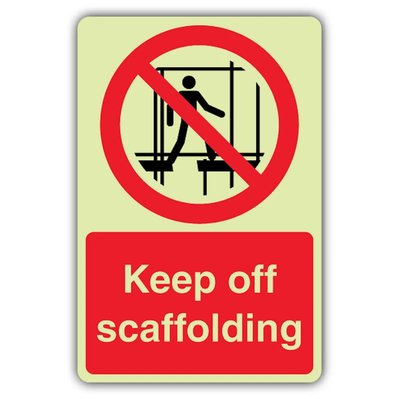 V Safety Keep Off Scaffolding Sign - 300 x 450 mm - Triple Glow Rigid