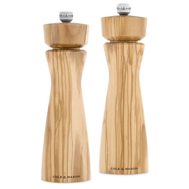 Cole & Mason Portabello Salt and Pepper Grinder Set Italian Olive Wood 20cm