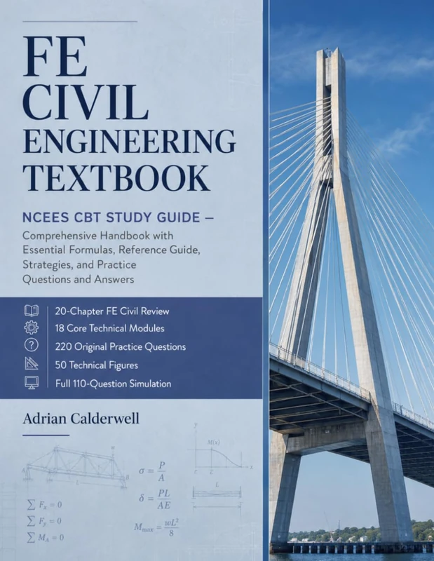 FE CIVIL ENGINEERING TEXTBOOK: NCEES CBT STUDY GUIDE — Comprehensive Handbook with Essential Formulas, Reference Guide, Strategies, and Practice Questions and Answers