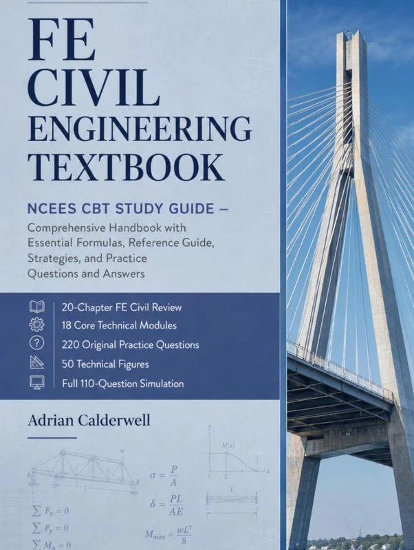 FE CIVIL ENGINEERING TEXTBOOK: NCEES CBT STUDY GUIDE — Comprehensive Handbook with Essential Formulas, Reference Guide, Strategies, and Practice Questions and Answers