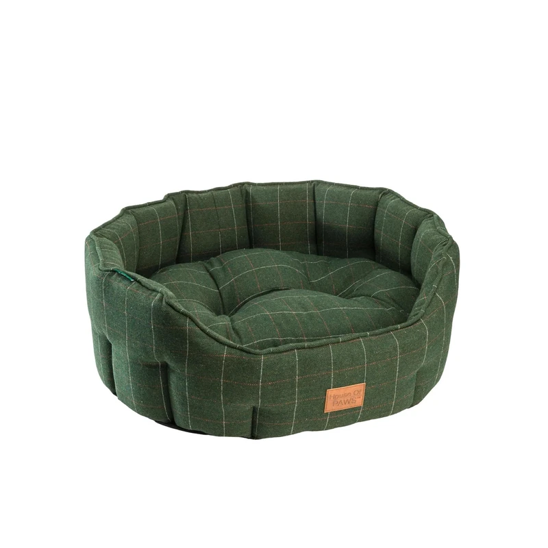 House of Paws Green Tweed Oval Snuggle Dog Bed, Extra Large