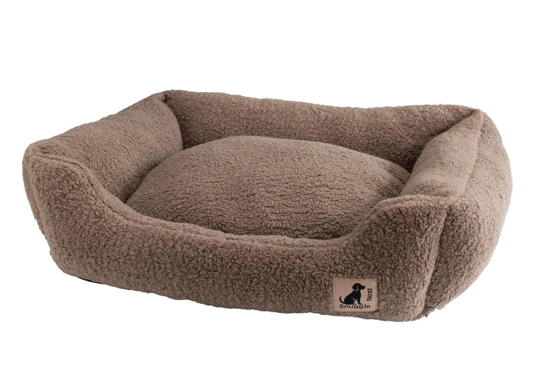 House of Paws Mocha Borg Fleece Rectangle Comfort Dog Bed, Large
