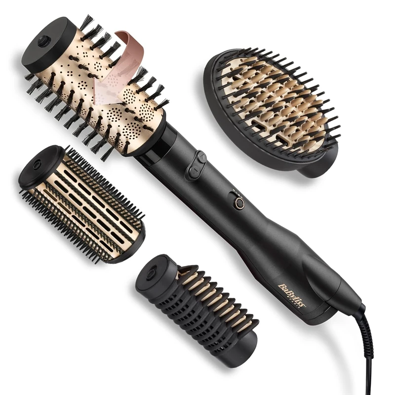 BaByliss Big Hair Deluxe Rotating Hot Air Brush, 4-in-1 Hair Dryer Brush