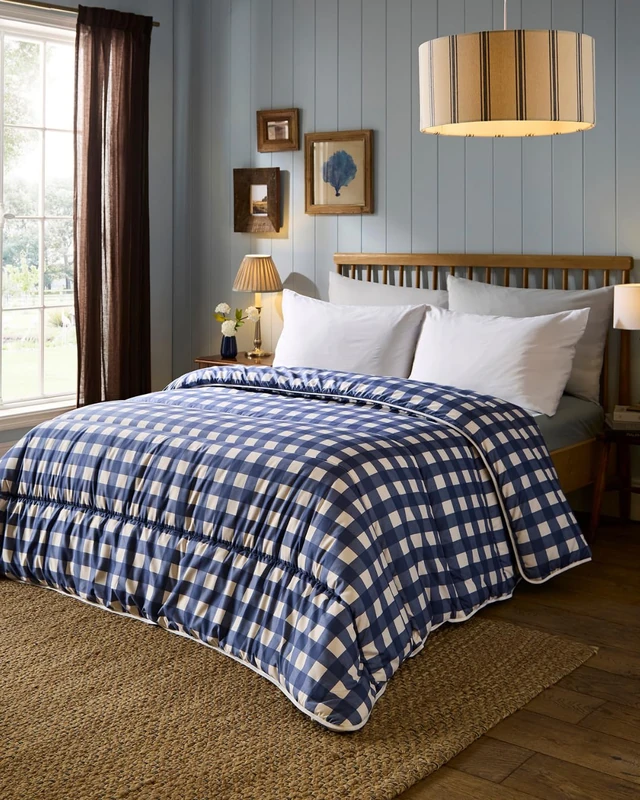 Night Lark Coverless Duvet - Indigo Gingham, King