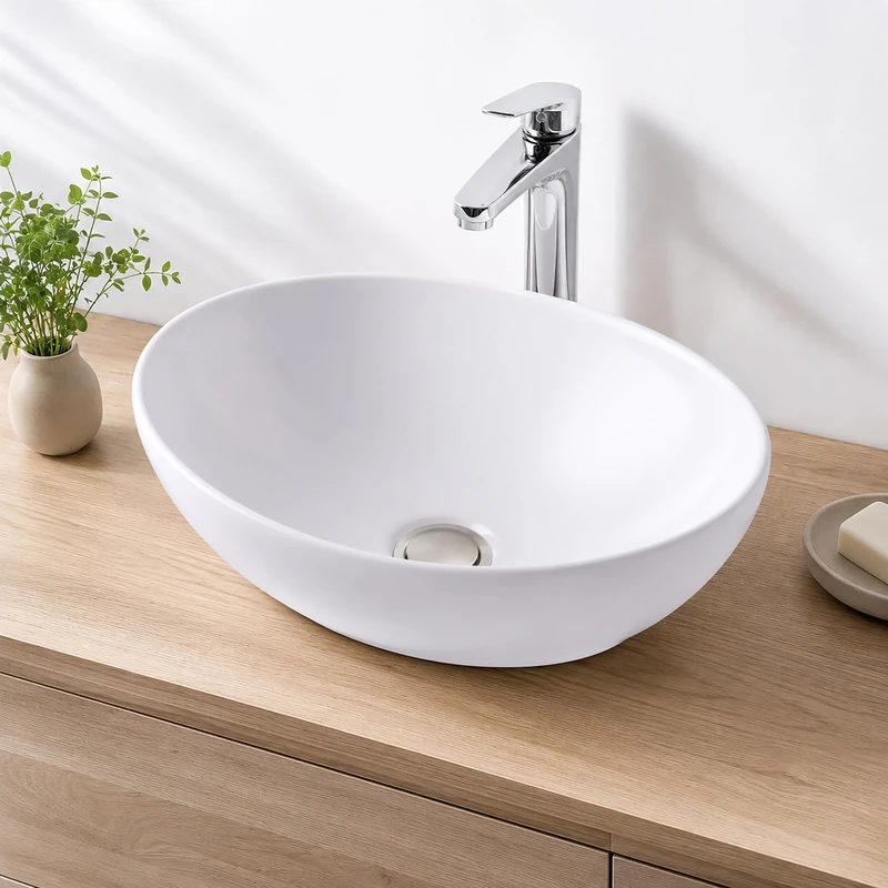 Relaxdays countertop Basin, no tap Hole, 15 x 41 x 34 cm, White