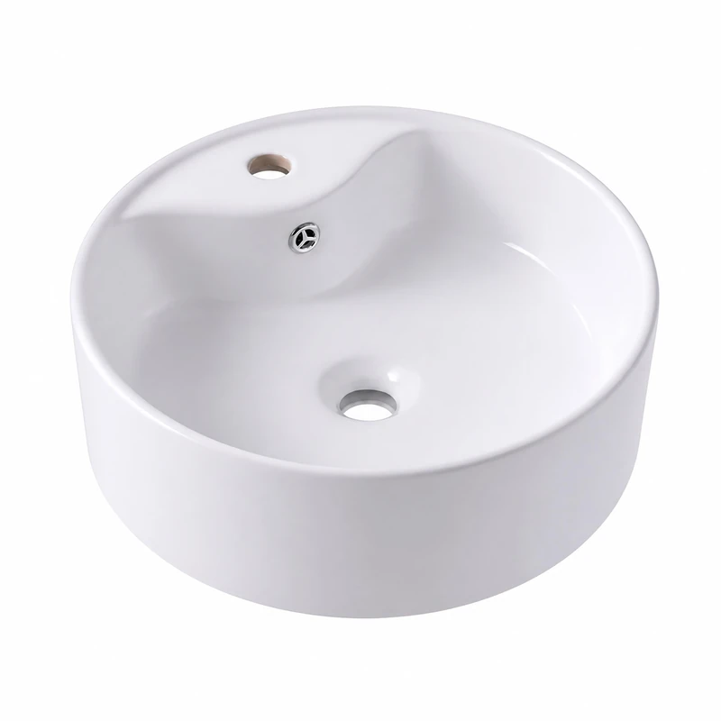 Relaxdays Countertop Washbasin, with Tap Hole, 14.5 x 41 cm, White