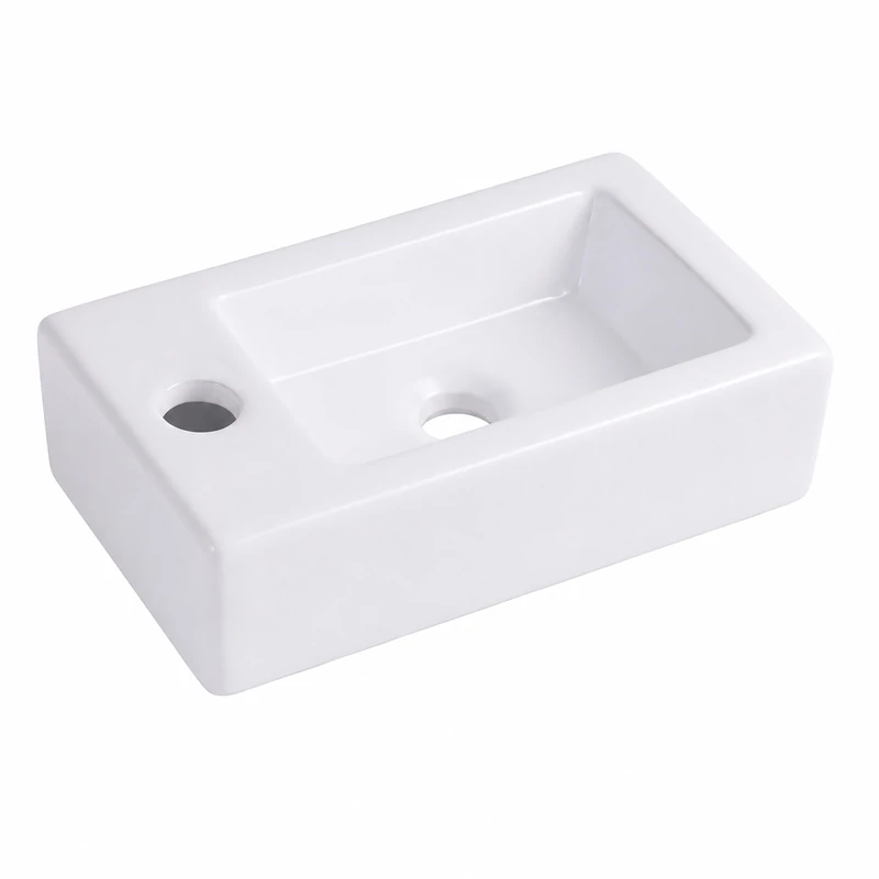 Relaxdays White Ceramic Wall-Mount Washbasin - 37cm Compact