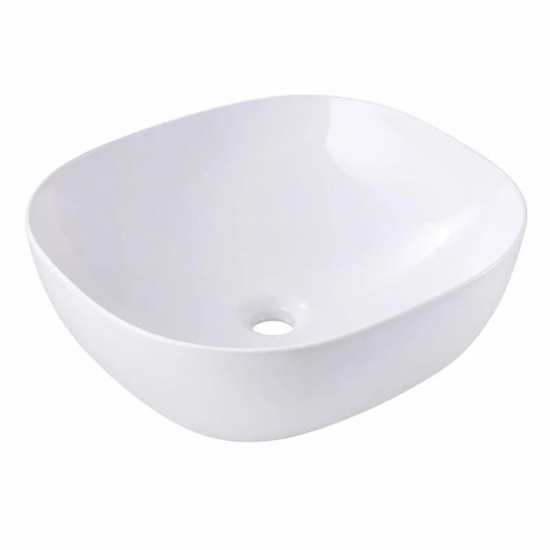 Relaxdays White Ceramic Countertop Basin - 42 x 42 x 14 cm