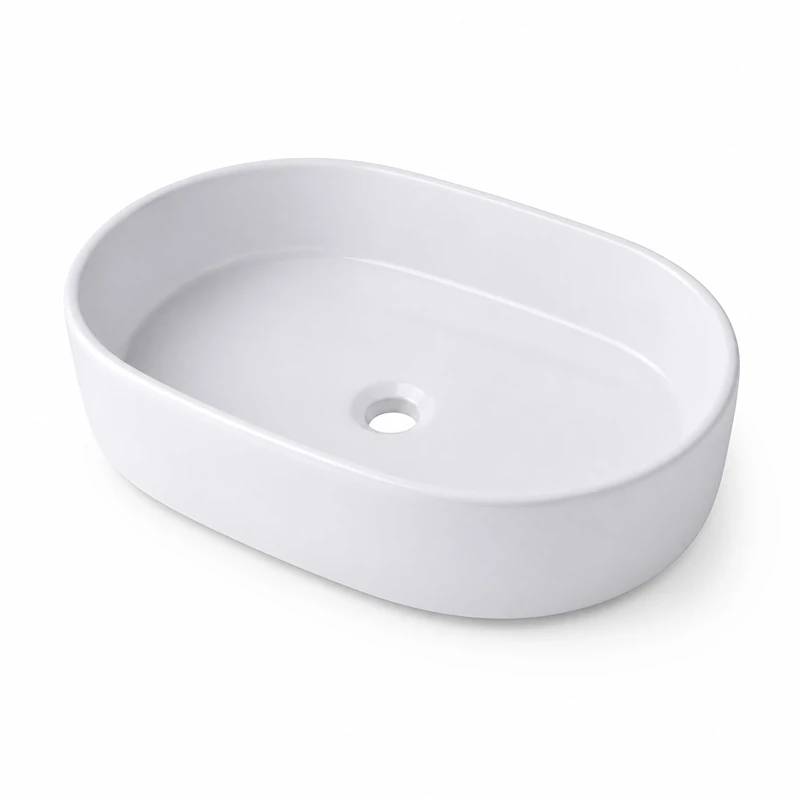 Relaxdays countertop Basin, no tap Hole, 14.5 x 55 x 34 cm, White