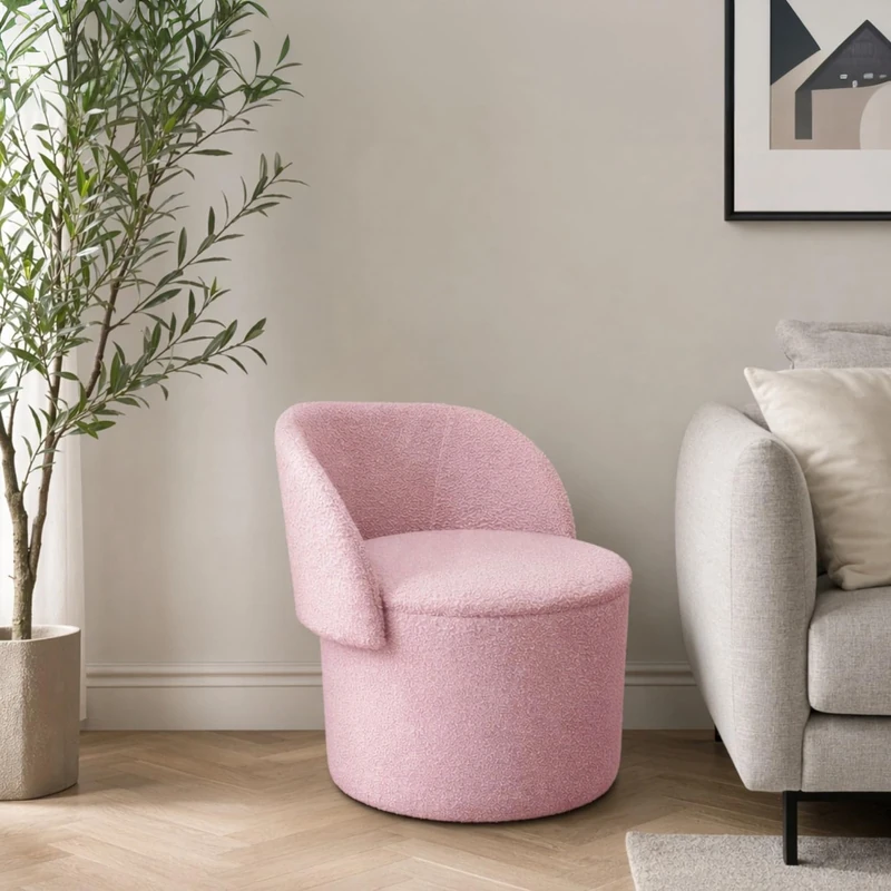 GC GAVENO CAVAILIA Round Stool Extra Large Ottoman Storage Box, Pink