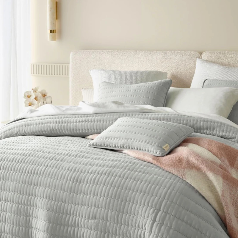 ROOM99 Muse Elegant Bedspread in Light Grey 240 x 260 cm