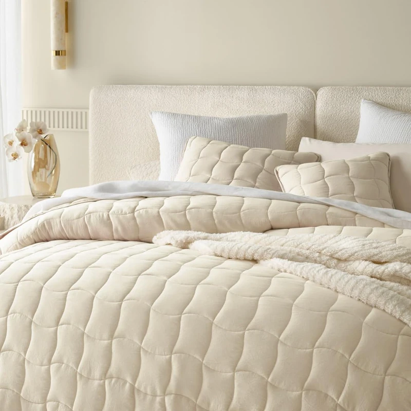 ROOM99 Marshmallow Elegant Bedspread in Cream 240 x 260 cm