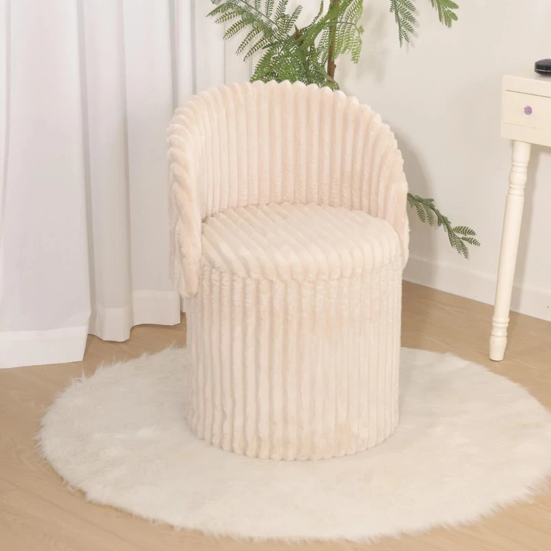 GC GAVENO CAVAILIA Round Extra Large Ottoman Storage Box Cream