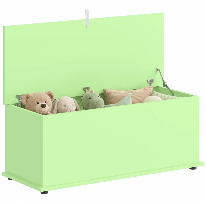 HOMCOM Storage Chest, Large 114L, Safety Hinged Lid, 100 x 40 x 40cm, Green