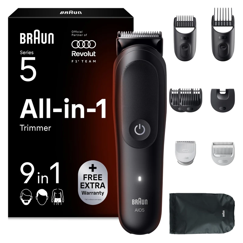 Braun All-in-One Kit Series 5, 9in1 Grooming, Sharp Blade, Body Trim, AIO5540