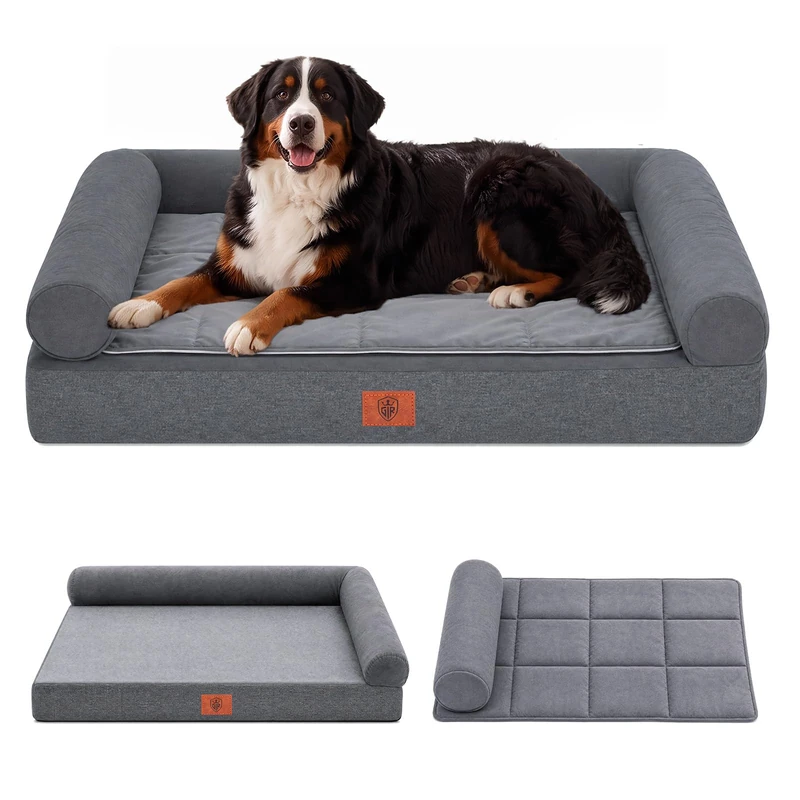 GTPLAYER Large Dog Bed Sofa Washable Orthopedic Dog Beds Grey 110*79*16CM