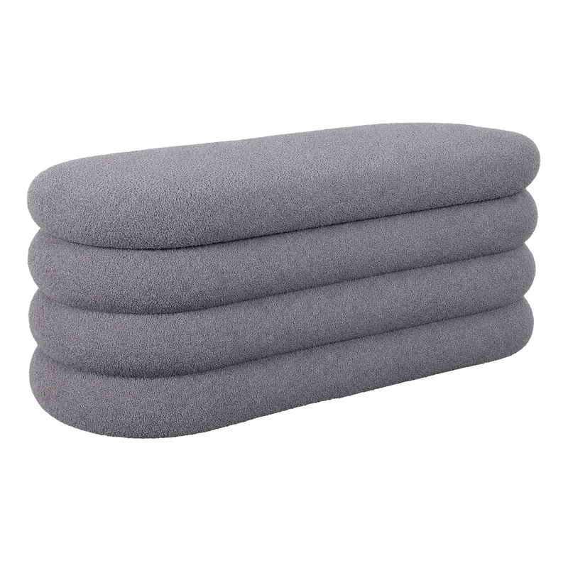 Relaxdays Storage Bench with Storage, Polyester Teddy Fabric & MDF, Grey