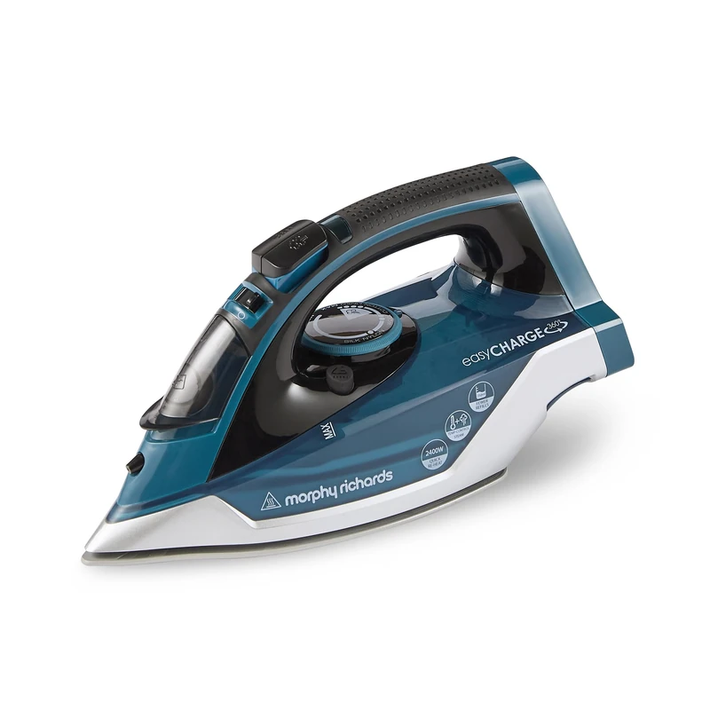 Morphy Richards EasyCHARGE 360 Cordless Steam Iron, Non Stick Ceramic Soleplate, 130g Boost, 30g Output, 350ml Water Tank, Anti Drip and Scale, Auto Shut-off, 2.5m Cord, 2400W, Deep Lagoon, 303252