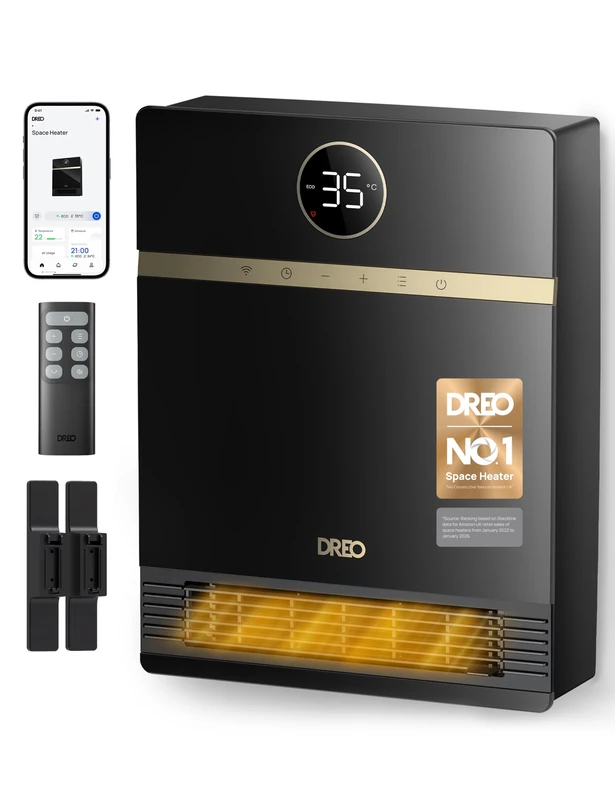 DREO 2-in-1 Floor & Wall Electric Heater, 28dB Silent Ceramic Space Heaters