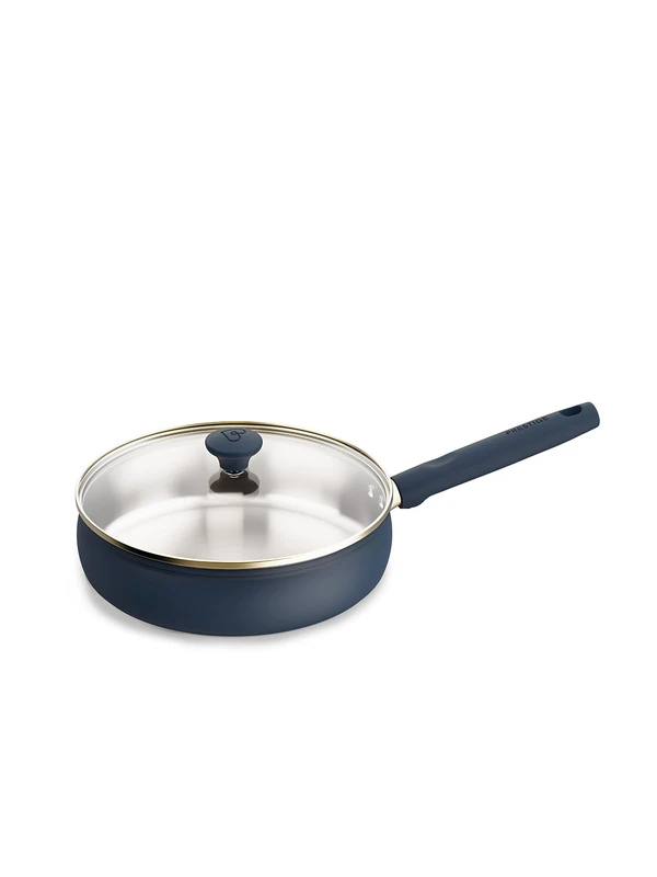 Prestige Stainless Steel Deep Frying Pan with Lid 24cm - French Navy