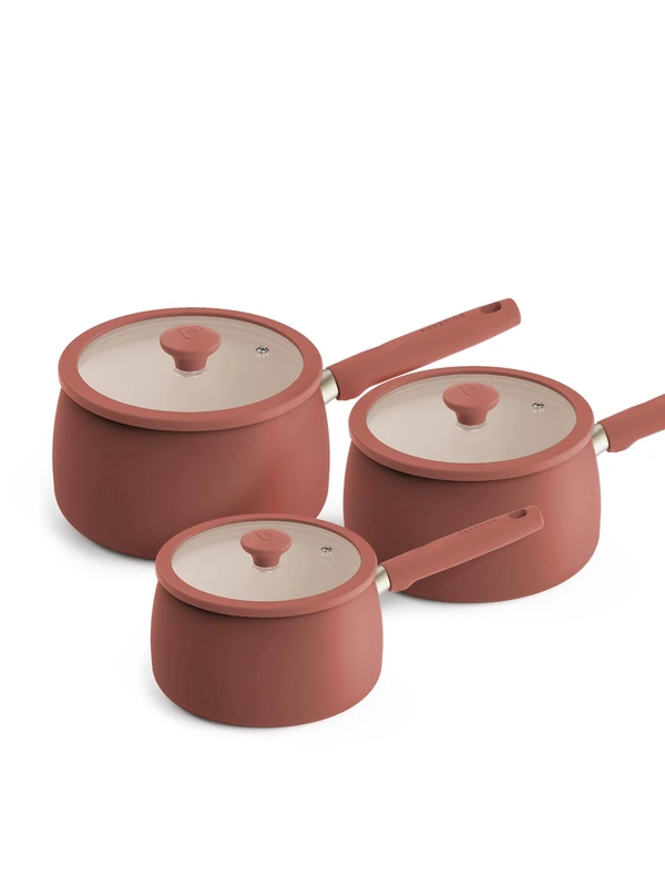 Prestige Ceramic Non Stick Saucepan Set of 3 - Earth Rose