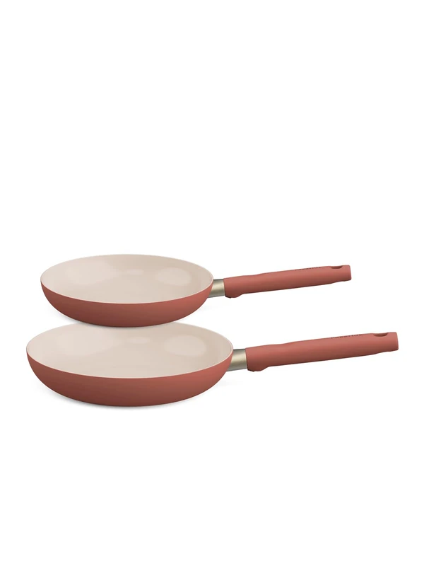 Prestige Ceramic Non Stick Frying Pan Set of 2 20/28cm - Earth Rose