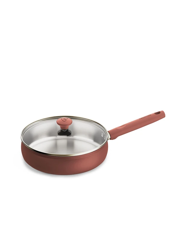 Prestige Stainless Steel Deep Frying Pan with Lid 24cm - Earth Rose