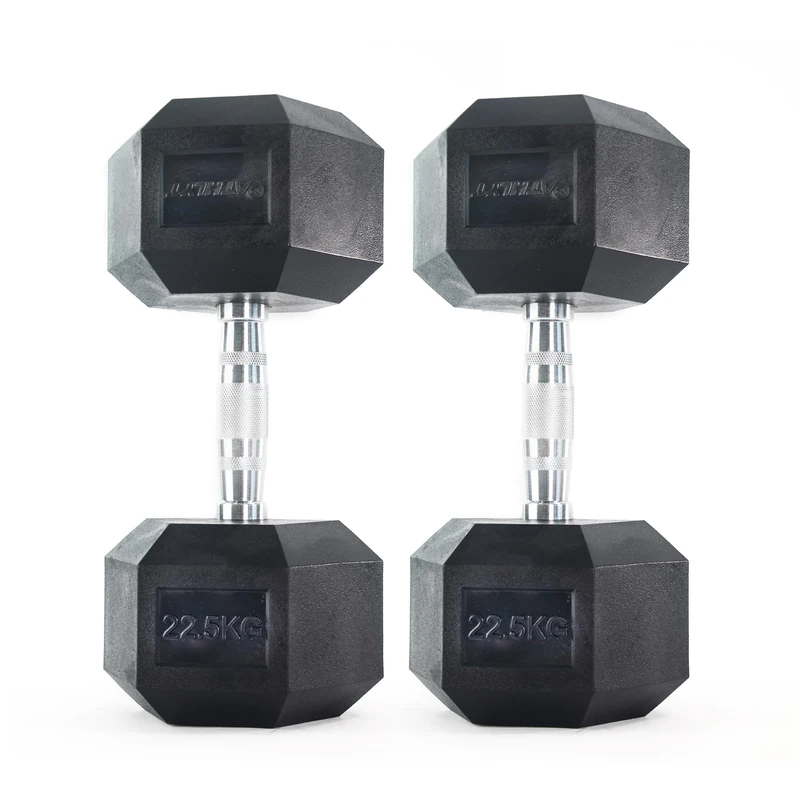 Athlyt Rubber Hex Dumbbells, 2 x 22.5kg