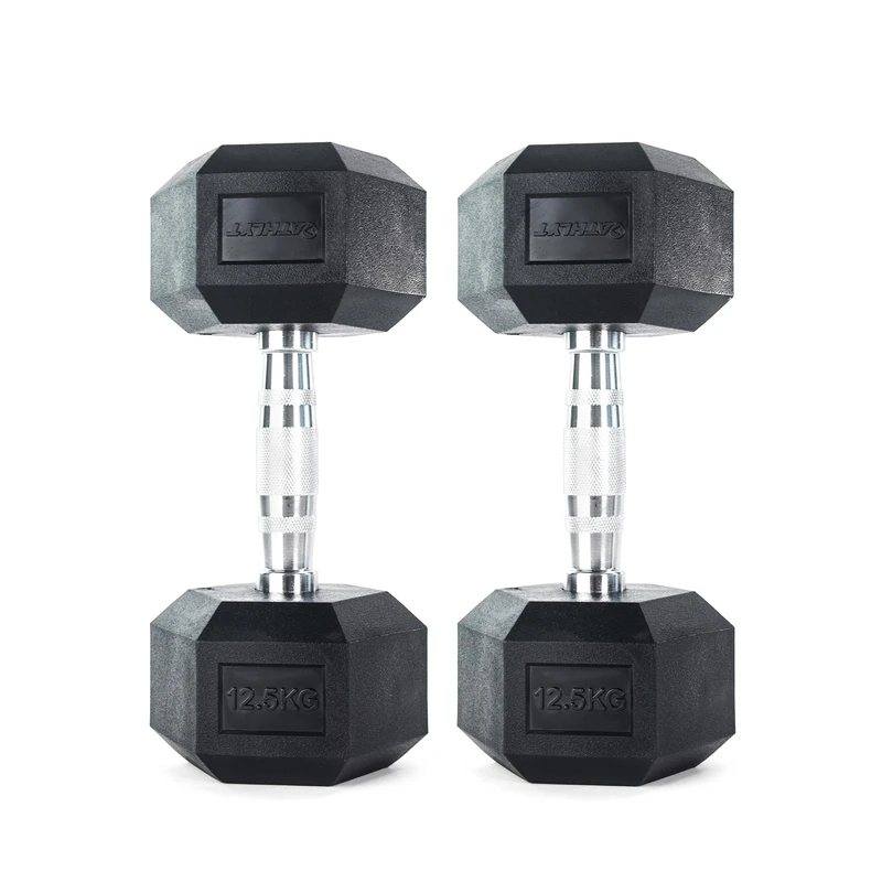 Athlyt Rubber Hex Dumbbells, 2 x 12.5kg