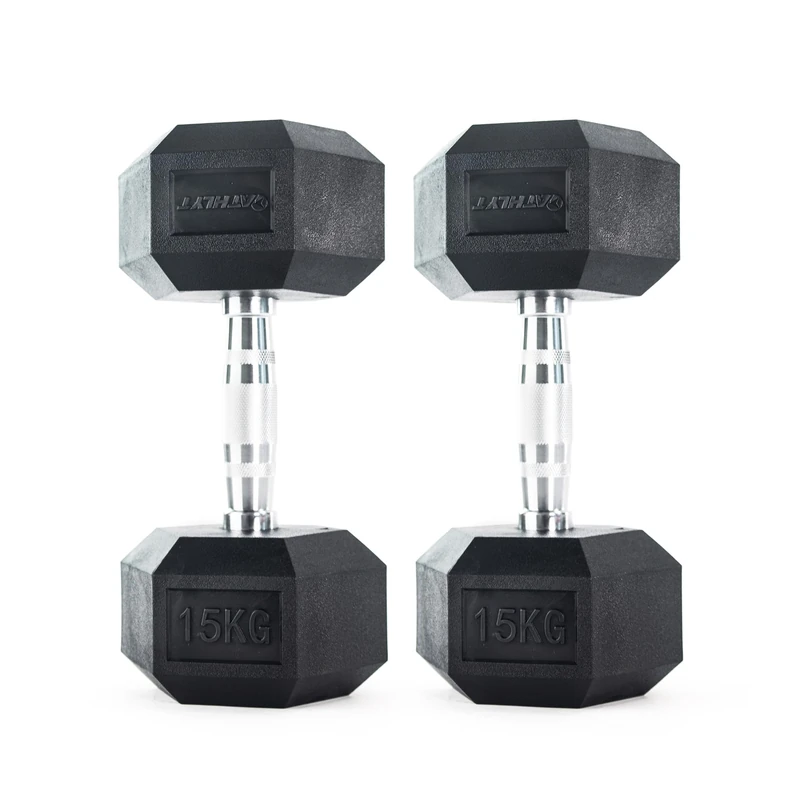 Athlyt Rubber Hex Dumbbells, 2 x 15kg
