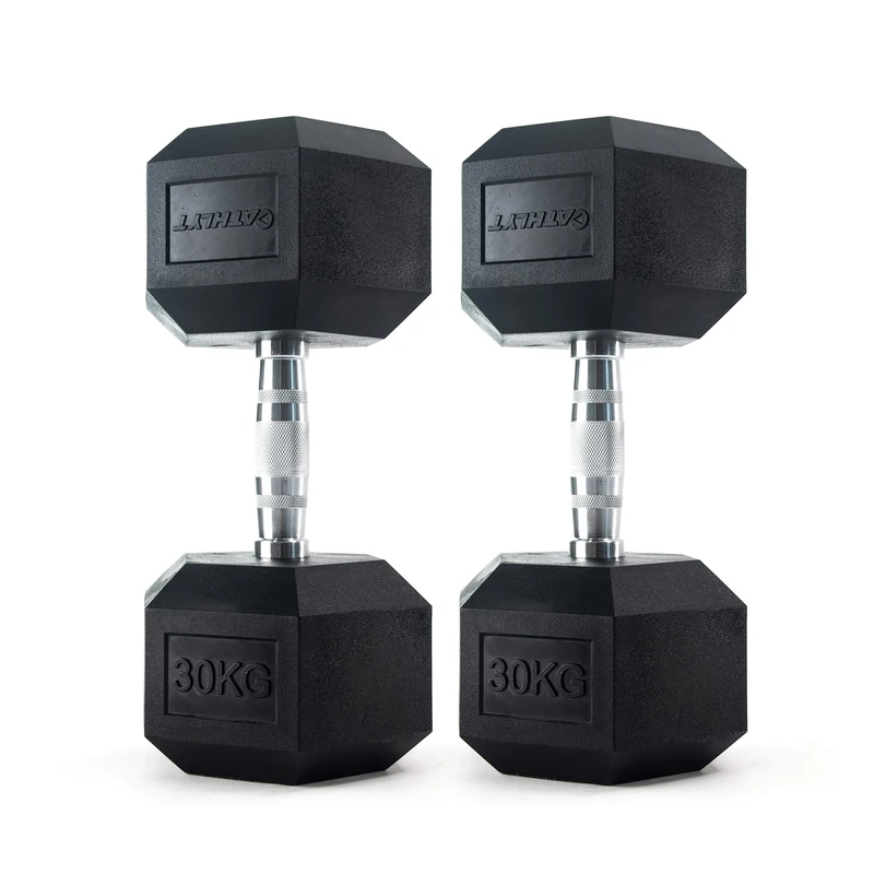 Athlyt Rubber Hex Dumbbells, 2 x 30kg
