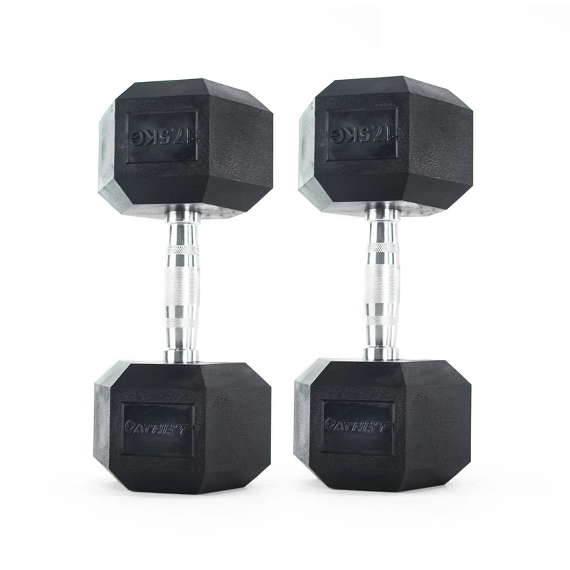 Athlyt Rubber Hex Dumbbells, 2 x 17.5kg
