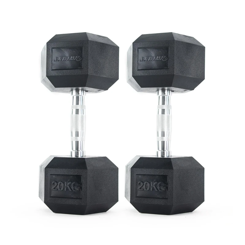Athlyt Rubber Hex Dumbbells, 2 x 20kg