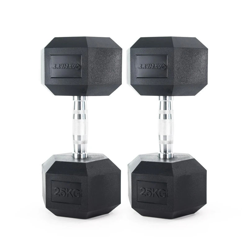 Athlyt Rubber Hex Dumbbells, 2 x 25kg