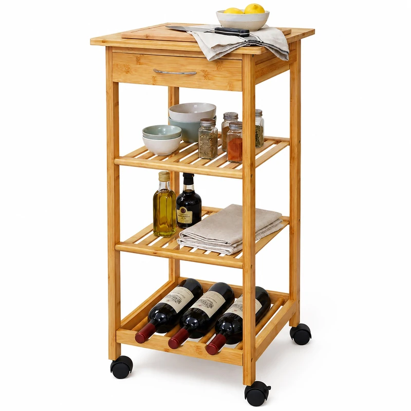 Relaxdays kitchen trolley, HWD: 85x39x39 cm, natural