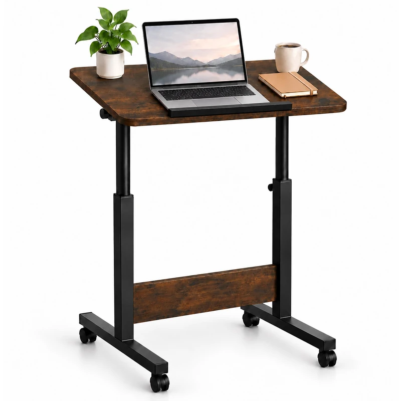 Relaxdays Height-Adjustable Laptop Table, 67-90 cm, Black/Brown