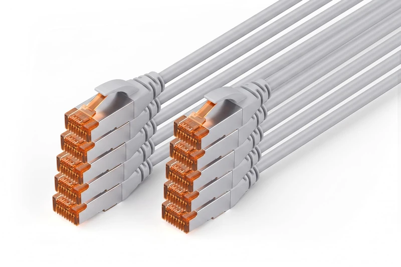 DIGITUS Cat 7 Ethernet Cable 5m - 10 Pack S/FTP Grey