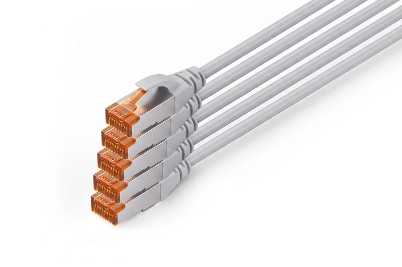 DIGITUS Cat 7 LAN cable – 10 m – 5 pieces – S/FTP shielded – Grey