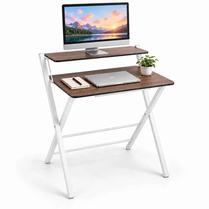 Relaxdays Folding Desk with Monitor Stand - 82 x 70 cm