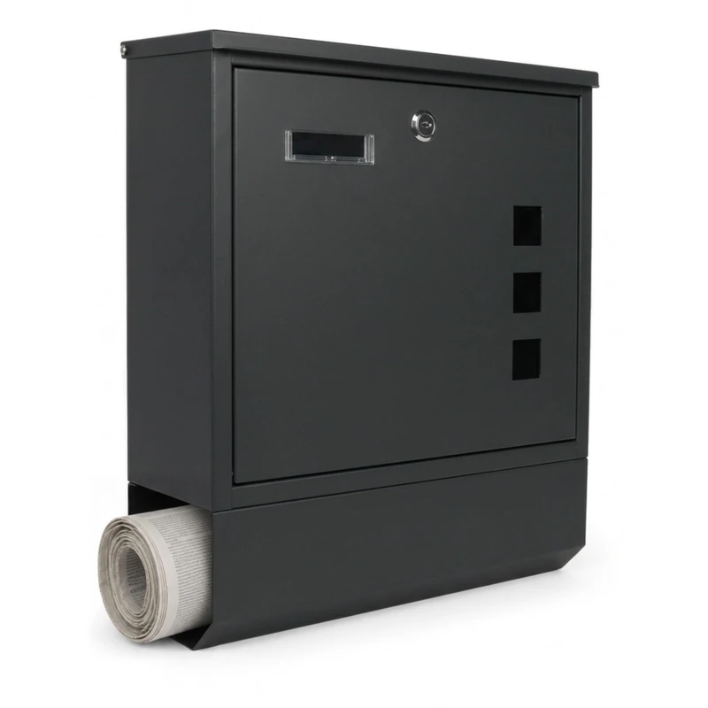 Relaxdays lockable wall-mounted letterbox with newspaper slot, anthracite