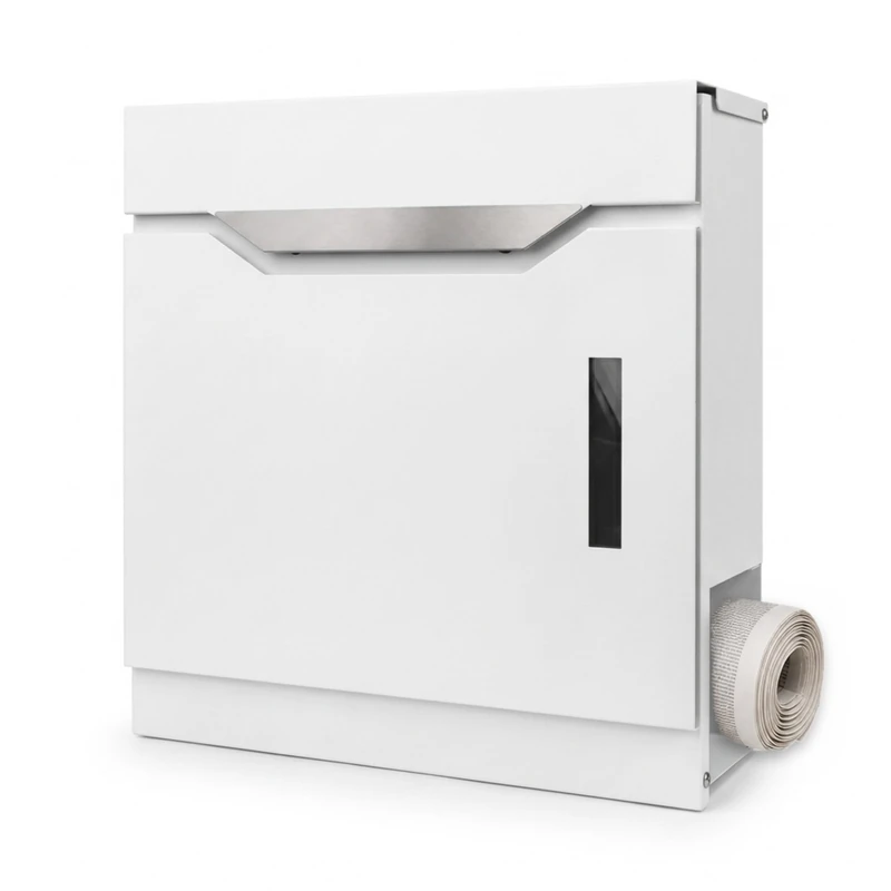 Relaxdays, letterbox, iron & stainless steel, powder-coated, white