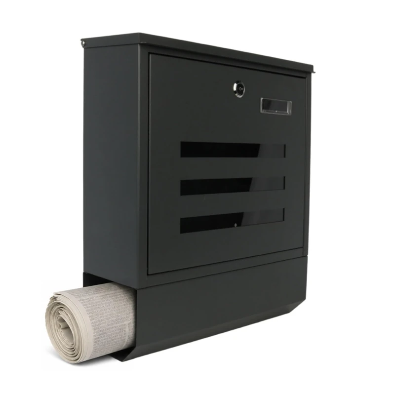 Relaxdays, letterbox, newspaper compartment & mail slot, postbox anthracite