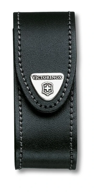 Victorinox Gürteletui Leder, Zubehör für Taschenmesser, Etui, Swiss Army Knife, Klettverschluss, Schwarz