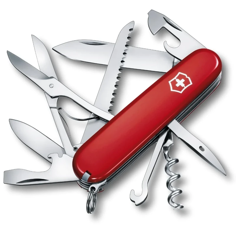 Victorinox Schweizer Taschenmesser Huntsman, Multitool, Swiss Army Knife mit 15 Funktionen, Klinge, Korkenzieher, Dosenöffner, Faltschachtel, Rot - Image 1
